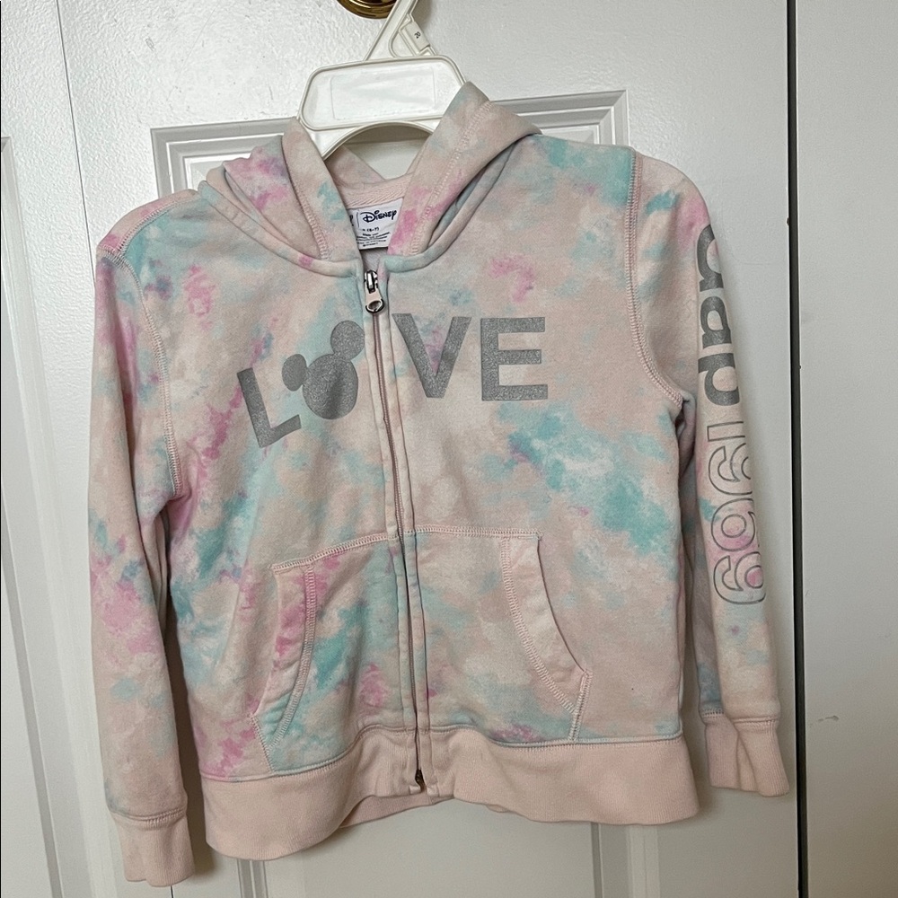 Disney Pastel Tie-Dye Zip Hoodie with LOVE Graphic